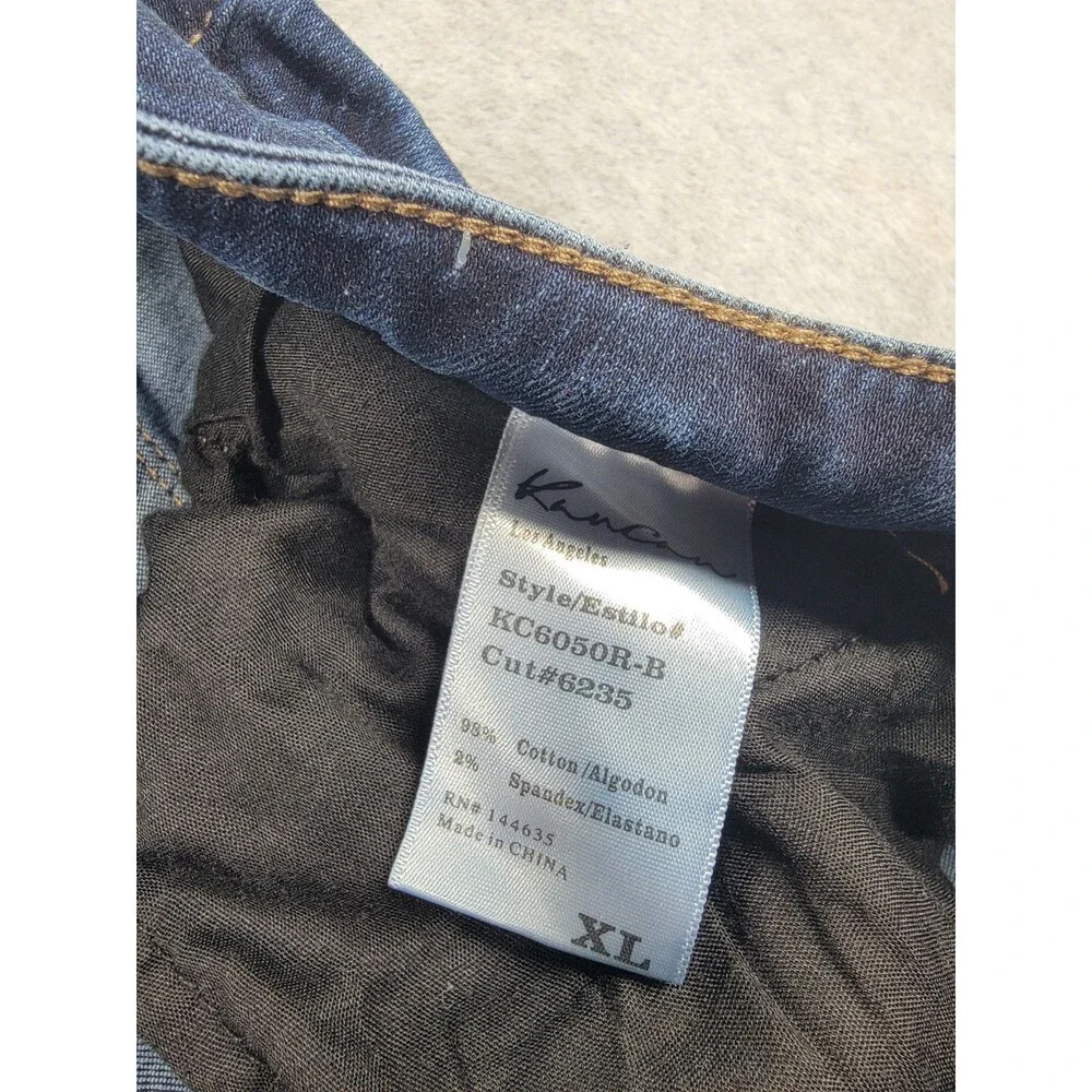 KanCan Jeans Womens XL 34x28 Straight Distressed Stretch Dark Blue Mid Rise City